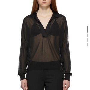 Black Polo Sheer Top